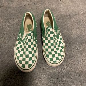 Green checkered print vans